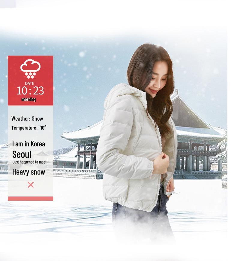 Women's Lightweight Hooded Duck Down Jacket - DRD06A0050