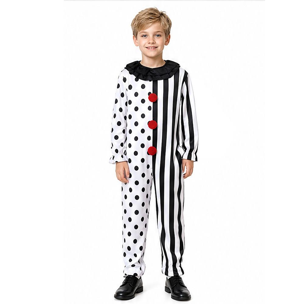 Halloween Costume Pennywise Black White Clown Cosplay Party Outfit Adult Scary Joker Suit