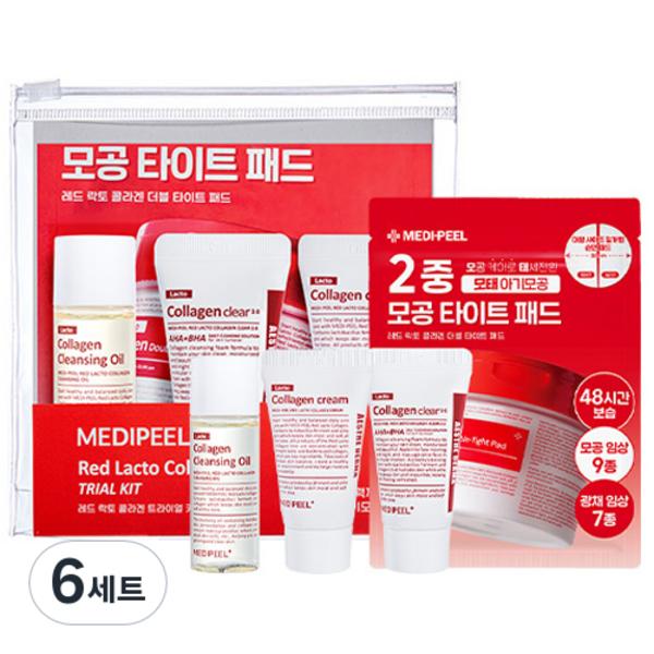 

Пробный набор Mediphil Red Lacto Collagen, очищающее масло 20 мл + прозрачные продукты 15 мл + тонер-подушечка 5P + крем + набор сумок на молнии, 6 комплектов, набор корейской косметики