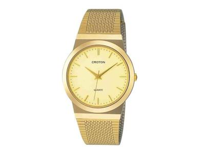 CROTON Watch RT-119M-4 Men's Gold Stainless Steel Band Brass Case Made In Japan