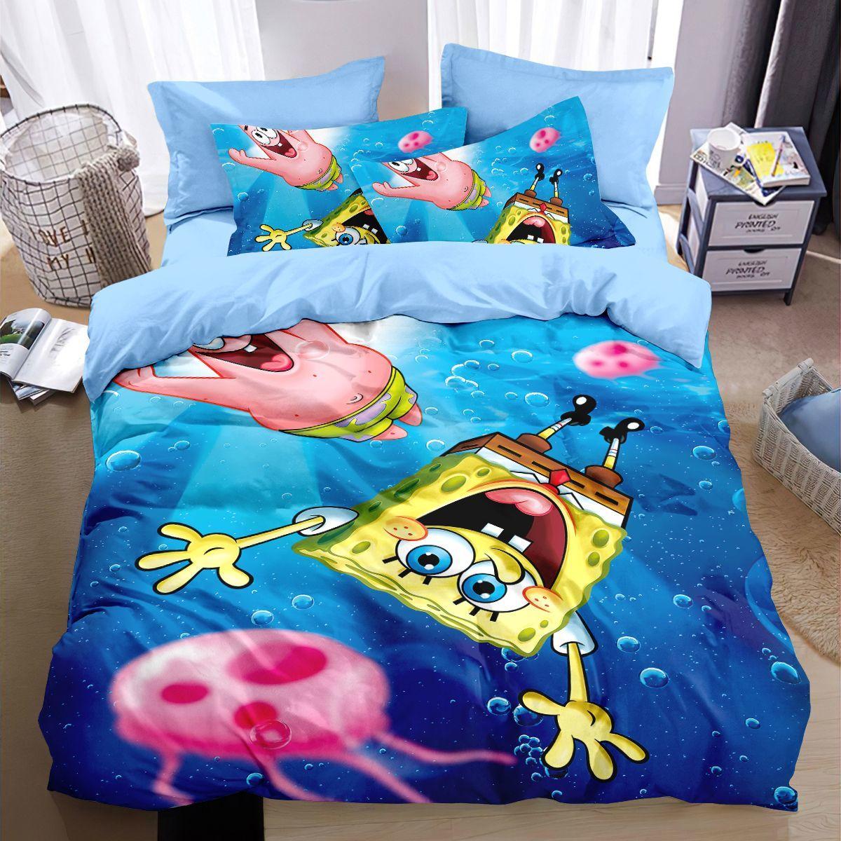 

Комплект пододеяльника из полиэстера 3D Губка Боб Квадратные Штаны для детей, постельное белье размера кинг, комплекты одеяла, 100% полиэстер 135x200cm