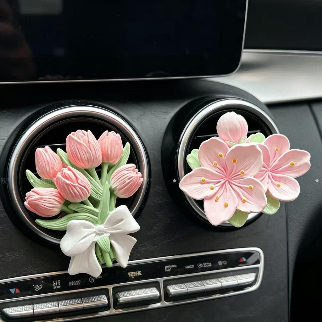 Tulip Car Air Freshener Stone - Floral Perfume Vent Diffuser Pendant