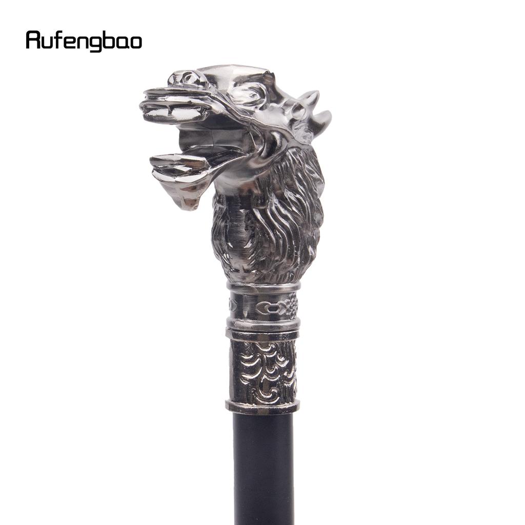 Baston de mers de lux argintiu cu cap de dragon, baston de mers decorativ la modă, baston elegant de gentleman pentru cosplay, pommel crosier 93cm