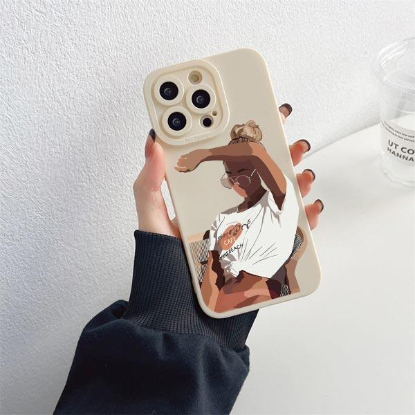 Young Girl Pattern Phone Case for iPhone 11 12 13 Pro Max 14 15 Plus Pro Max 7 8 Plus SE 2020 X XR XS Soft Silicone Cover Fundas