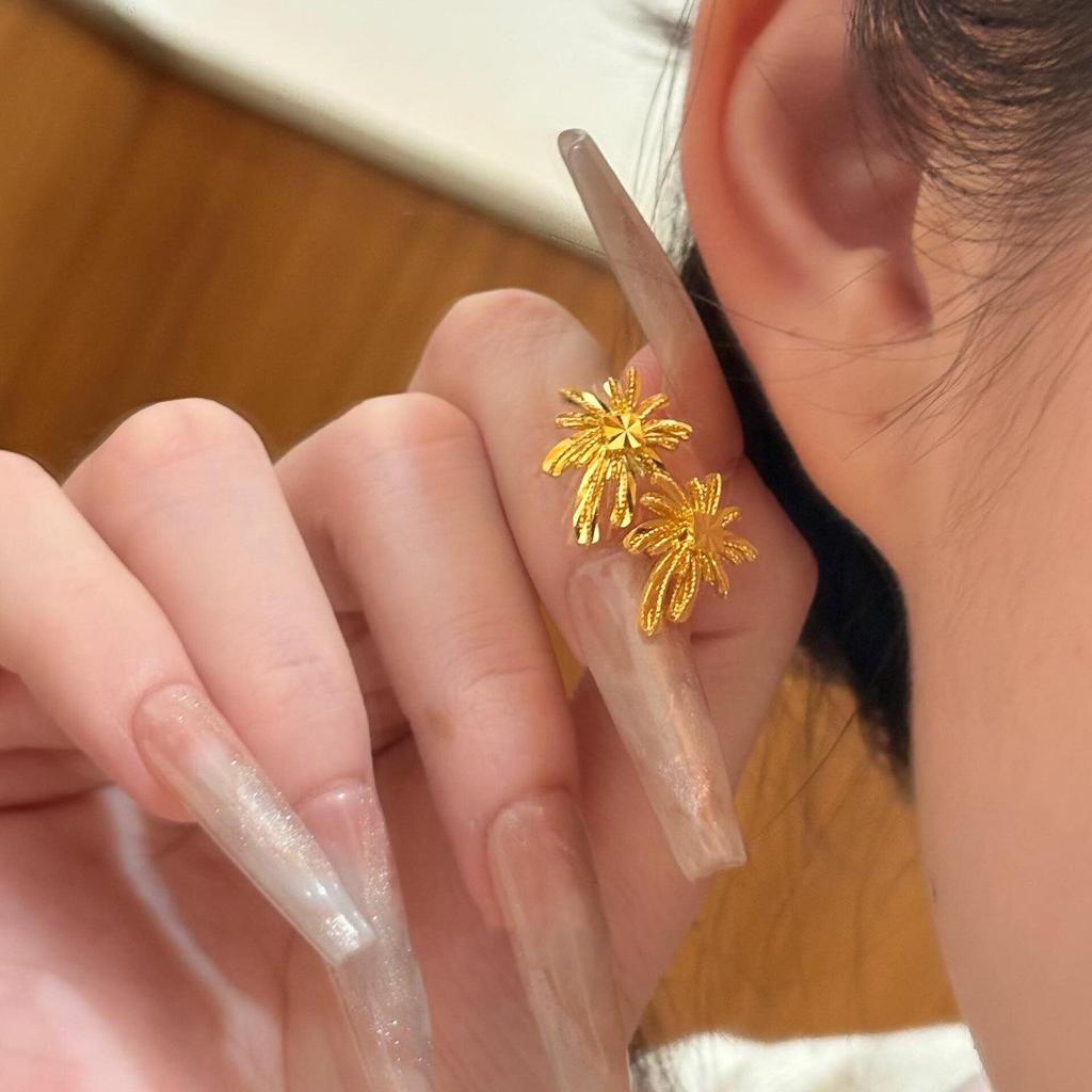 24k Gold Plated Flower Earrings & Necklace Set: Elegant Luxury Jewelry for Women