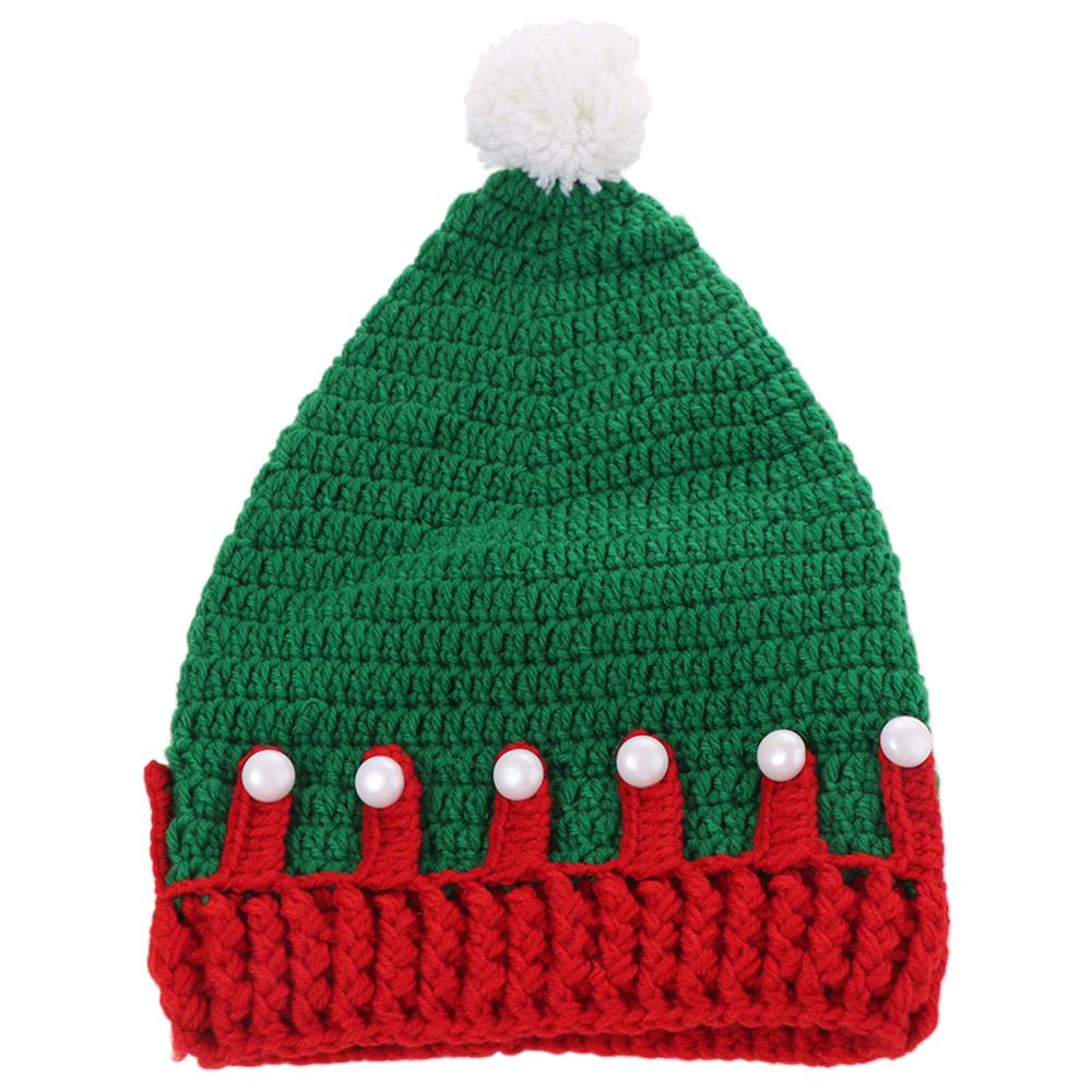Unisex Creative Christmas Hat Thicken Soft Knitted Crochet Caps with Velvet Ball Comfortable Baby Knitted Caps Cloth Accessories