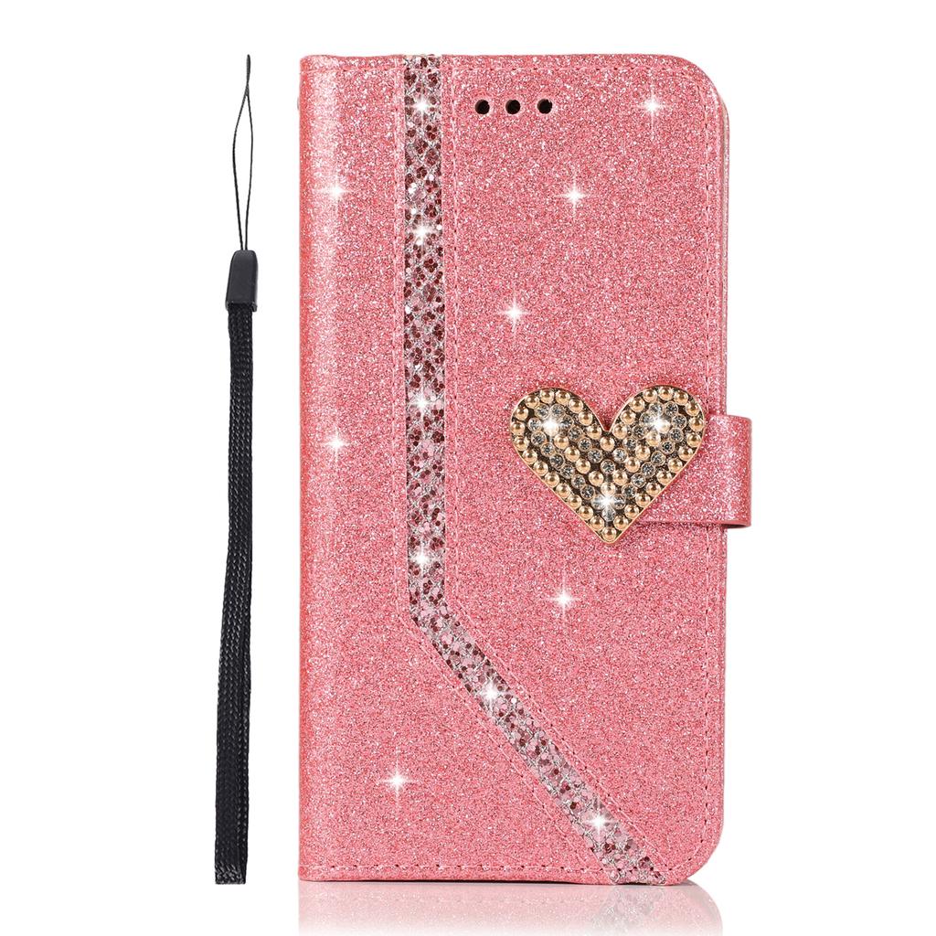 Custodia per Telefono a Portafoglio in Pelle Glitterata Bling per iPhone 15 14 13 12 11 Pro Max XR XS X SE 2020 7 8 Plus Cover Mobile con Supporto Capa