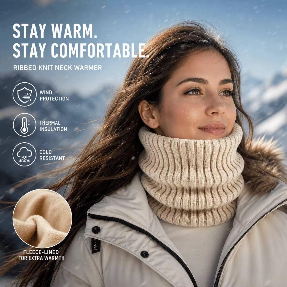 Thickened Knitted Scarf Striped Knitted Neck Warmer Flexible Neck Gaiter Hiking