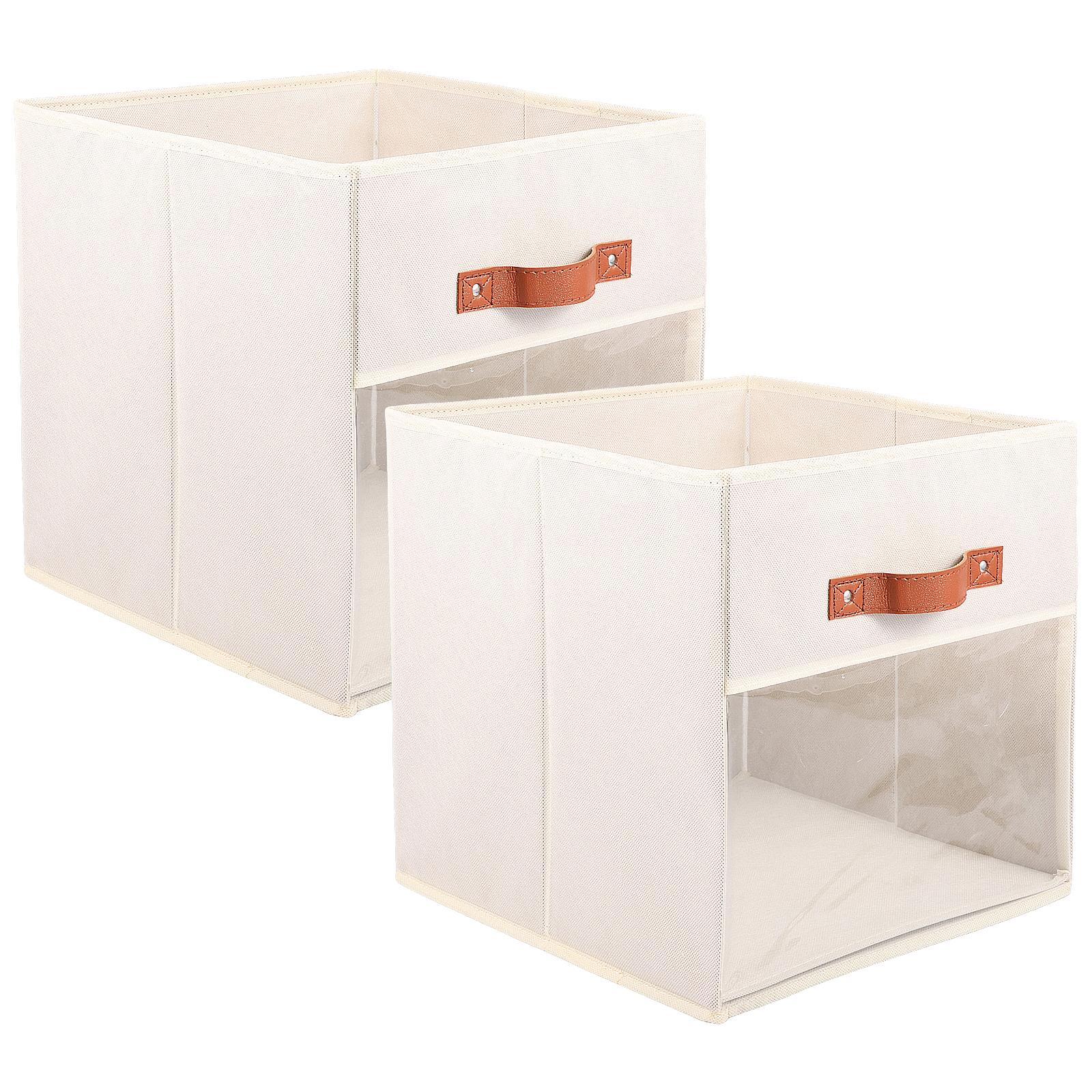 

2Pcs Foldable Cube Non Woven Fabric Storage Bin with Clear Window Clothes Toy Closet Organizer Box Multi-Purpose Space-Saving