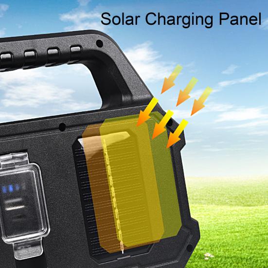 Camping Light Solar Operated Rechargeable Portable Multifunctional 6 Modes Adjustable Illumination Side Light
