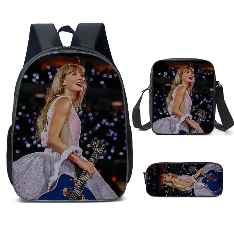 Taylor Swift Themed Kids School Backpack Set Elementary Students Oxford Fabric Breathable Lightweight With Padded Straps