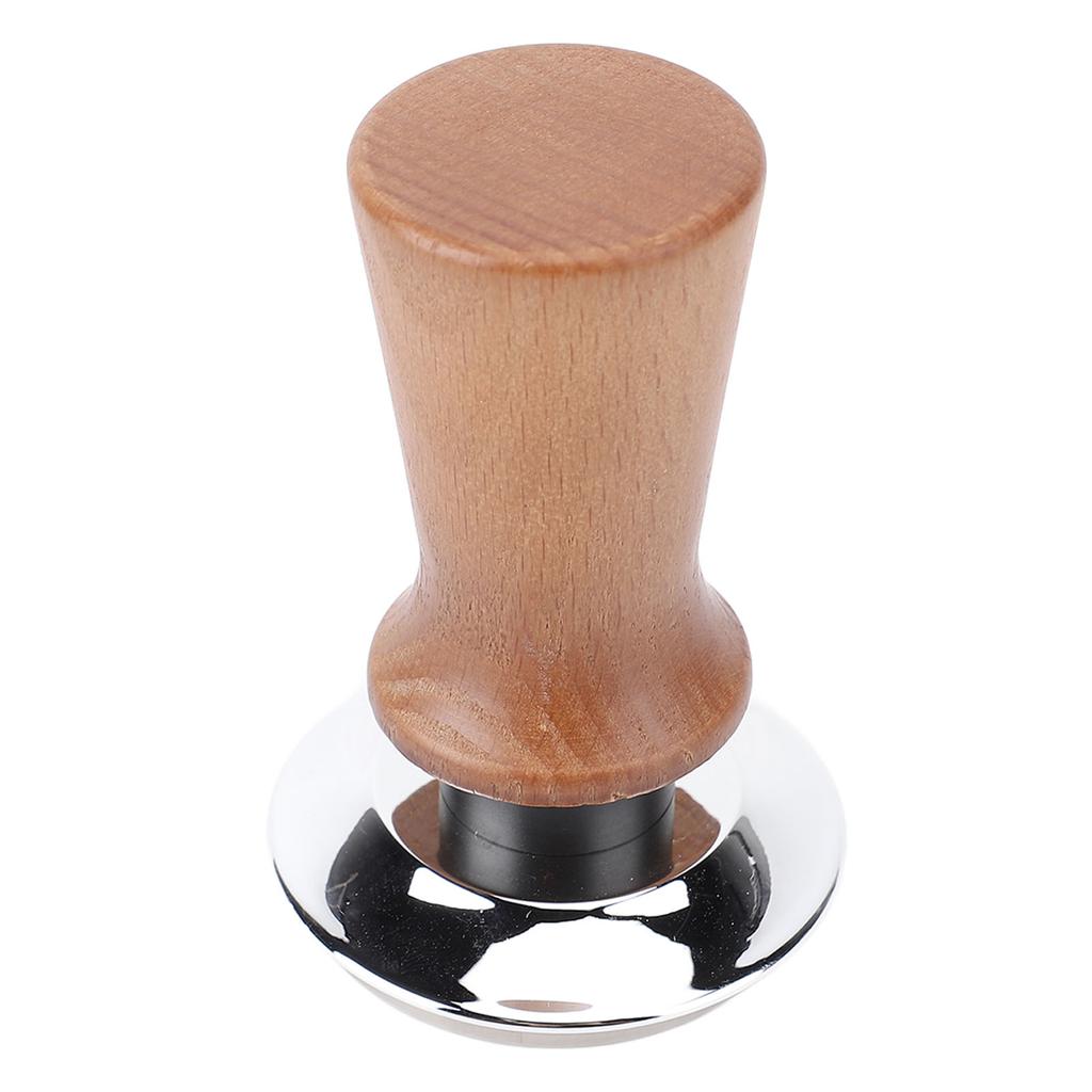 Coffee Tamper Solid Wood Handle Stainless Steel Flat Bottom Constant Force Coffee Press for Home