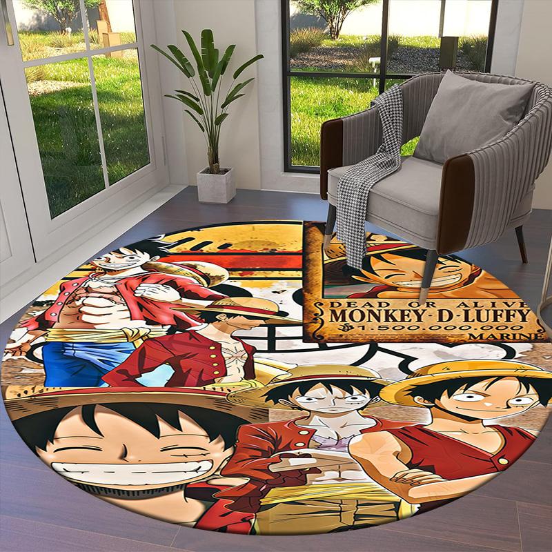 One Piece Monkey D Luffy Round Area Rug Carpet Rug For Living Room Bedroom Sofa Playroom Decor Nonslip Floor Mat