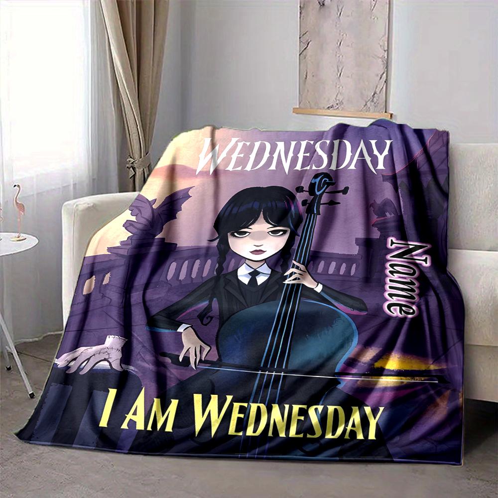 Custom 1pc Wednesday Addams Family Blanket, Soft And Comfortable Blanket, Casual Warm, Camping Travel Blanket, Birthday Gift Q912194