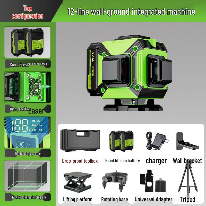 Strong Precision 16-Line Laser Level with Rubber Coating for Wall and Floor Mounting