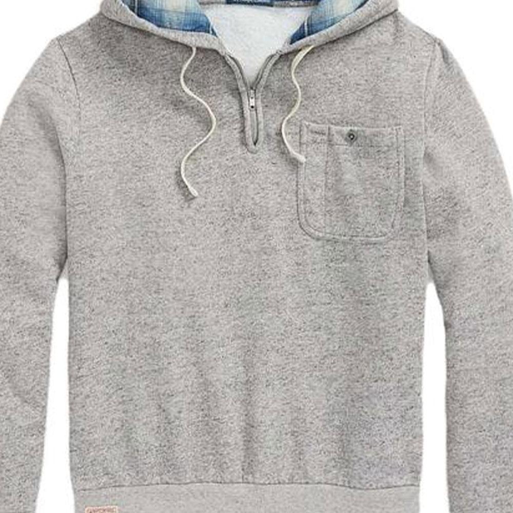 Polo Ralph Lauren Solid Color Drawstring Hooded Long Sleeve Sweatshirt Men sweatshirt Gray 710879071-001