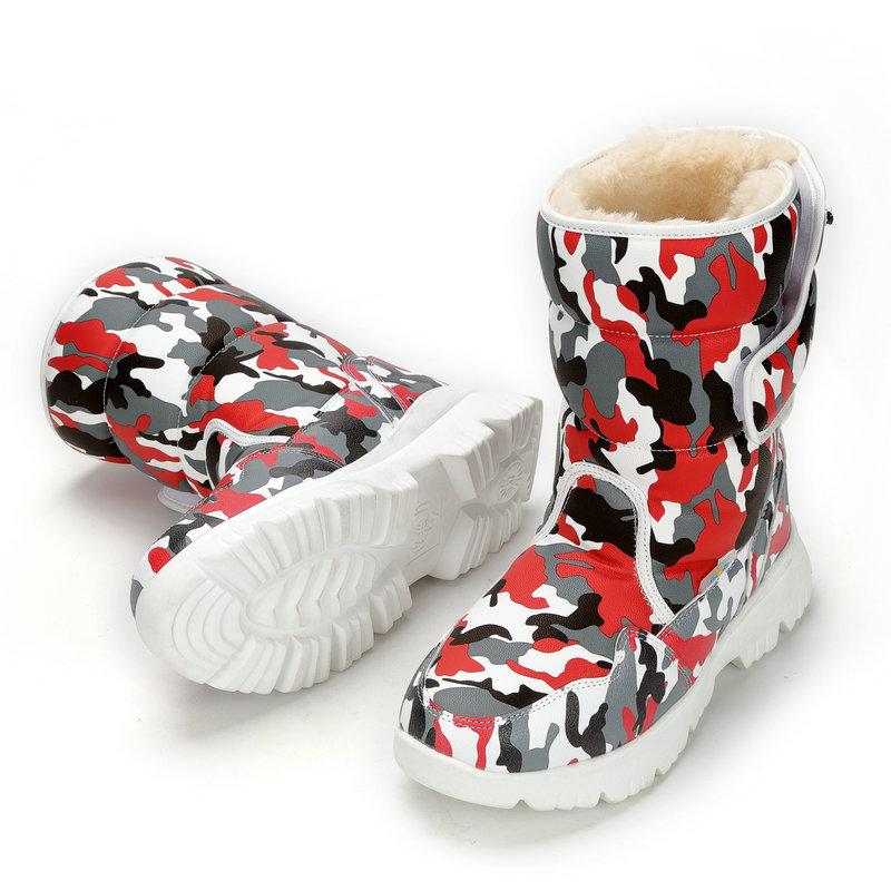 Distribution of boys and girls white snow boots simple ski travel thickened waterproof non-slip snow boots