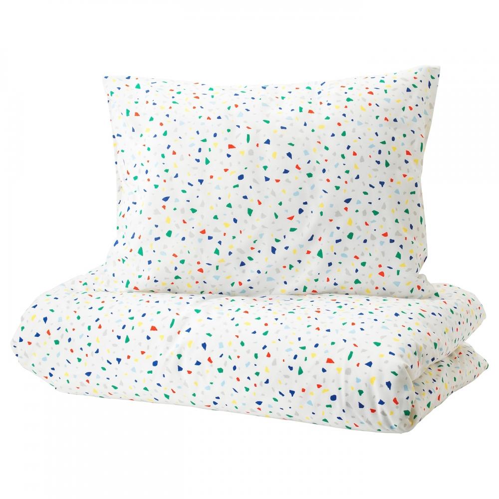 

IKEA M JLIGHET Пододеяльник и наволочка белая мозаика 150х200 50х80 см