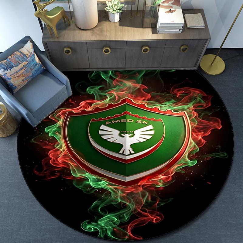 Amed Sk Crest Design Round Rug for Livingroom,Bedroom, Palyroom, Chair Rug, Area rug, Circle Carpet, Fan Christmas gift
