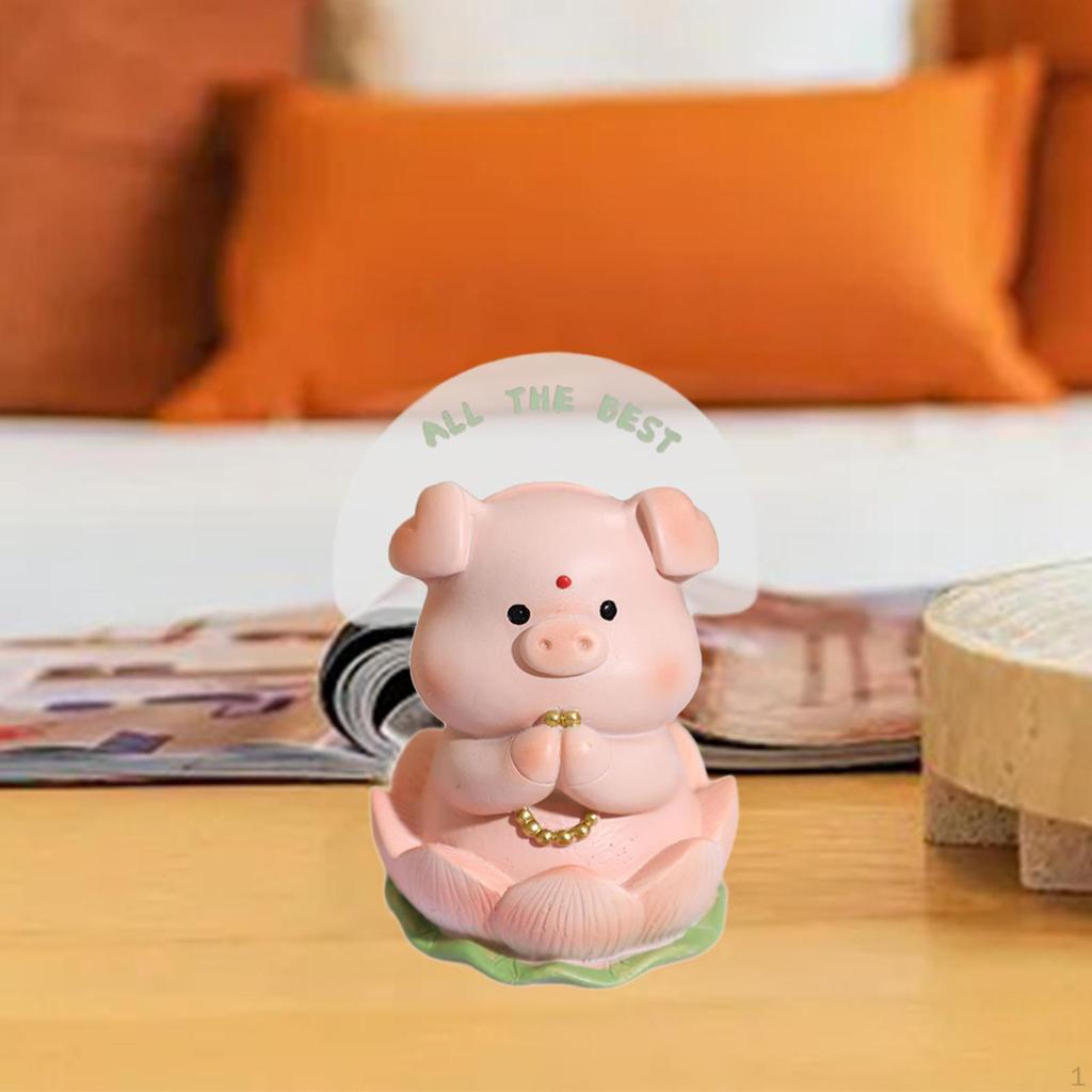 Pig Figurine Resin Statue Home Decoration Creative Cute Ornament Decorative Sculpture for Bookshelf