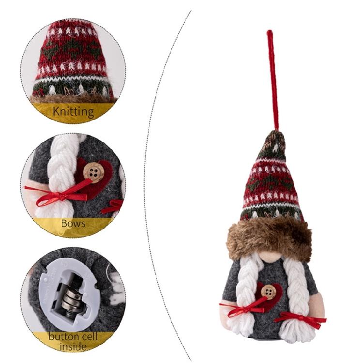 Glowing Fabric Dwarf Doll with LED Light Christmas Tree Hanging Decoration For Kid Room Nursery Holiday Decoration