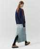 Leuba Rear-Slit Denim Long Skirt - Light Blue