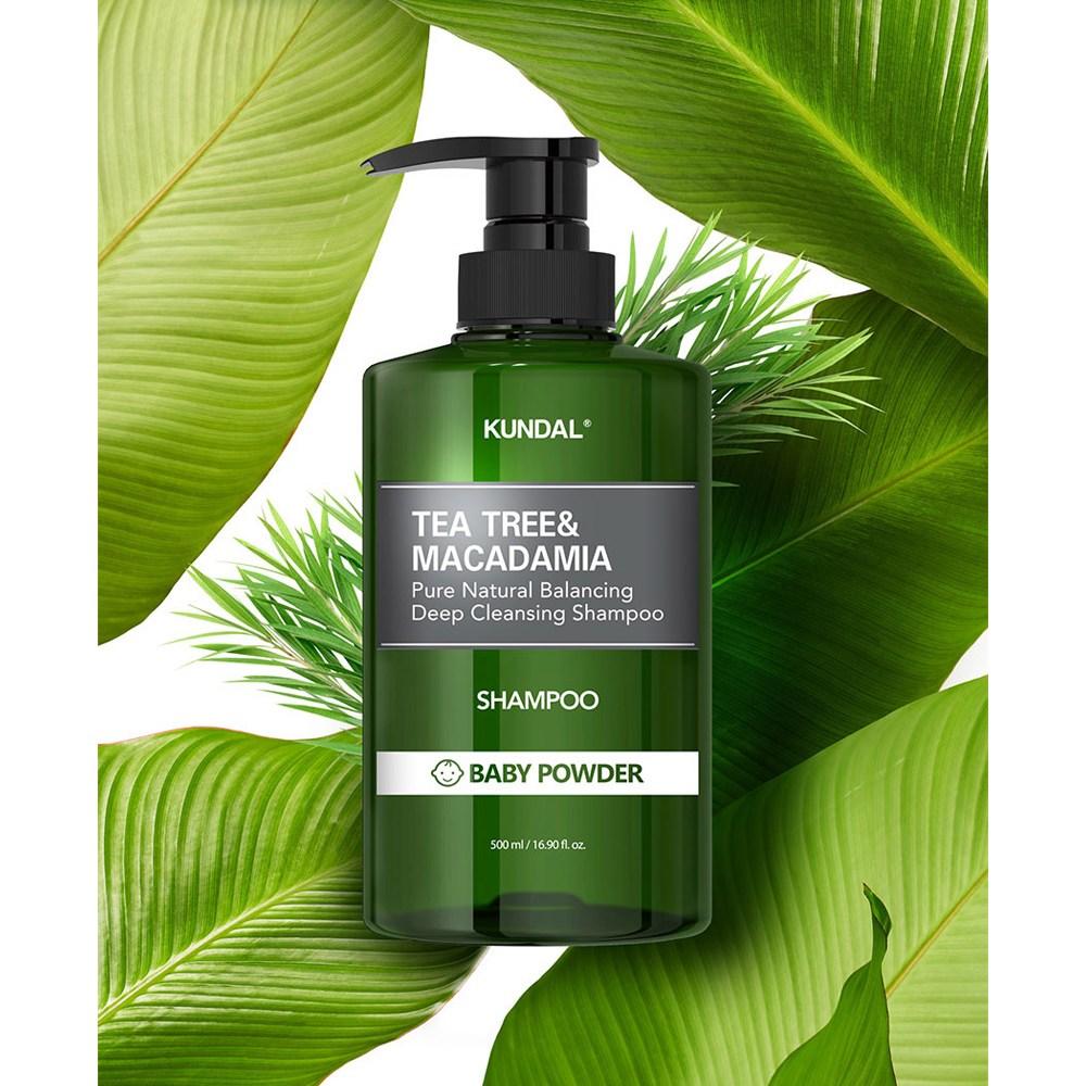Kundal Tea Tree & Macadamia Deep Cleansing Shampoo Baby Powder Scent, 1.058L, 2 ea.