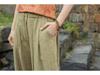 2025 Women's Summer Cotton Linen Ramie Sand-Washed Drawstring Lantern Pants - Distressed & Versatile