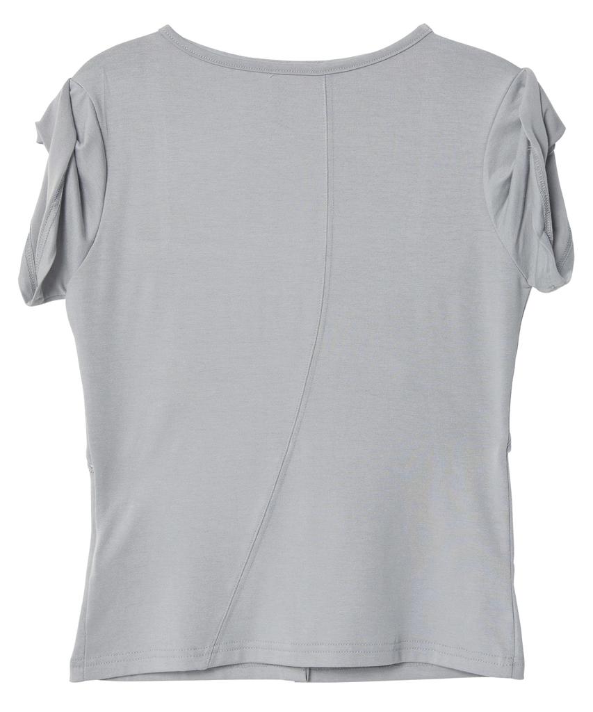 Peulleeoeob Lace Sleeve Top (Fl-112_Gray)