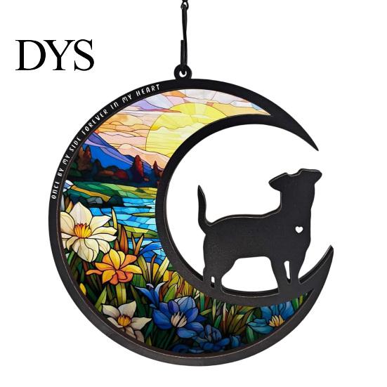 Personalized Pet Memorial Suncatcher Angel Cat Dog Sun Catcher Panel Stained Glass Tribute Ornament Window Hanging Ornaments Loss Sympathy Gift