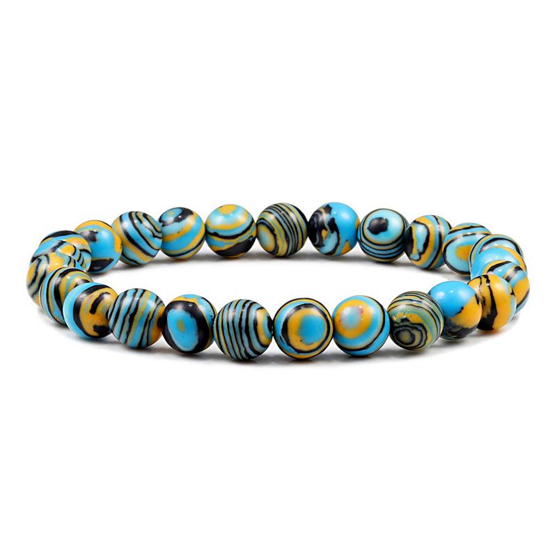 New Blue Malachite Natural Stone Bracelets Women Men Chakra Prayer Mala Buddhist Beads Bracelet Bangle Yoga Strand Charm Jewelry