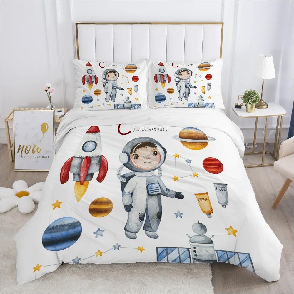 

Astronaut Children Bedding Set Single Twin Double Queen King Cal King Size Bed Linen Set 70x133cm 2pcs
