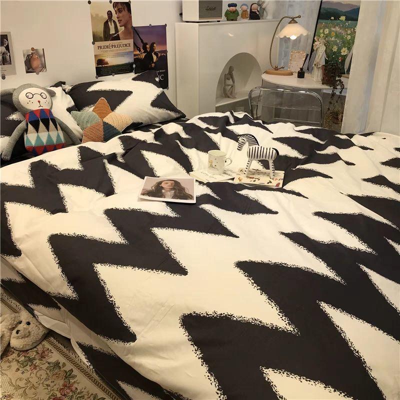 Cartoon Bear Washed Cotton Four-piece Set, Bed Sheet Quilt Cover, Bedding Three-piece Set, Dormitory