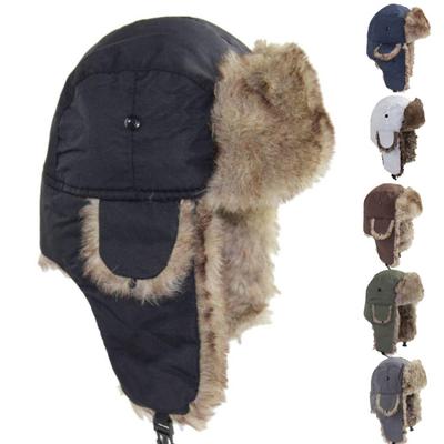 Men Winter Lei Feng Hat Thickened Plush Ear Protection Fuzzy Faux Fur Windoroof