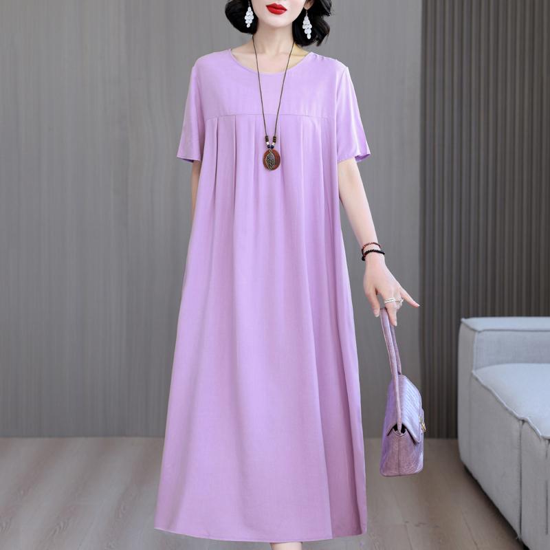 Women's Loose Dresses Elegant Plus Size Short Sleeve Casual Summer Oversize Long Dress Female Vintage Clothes