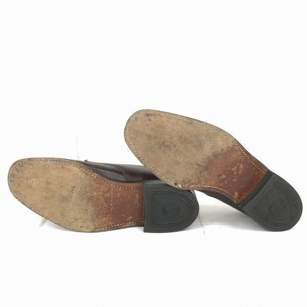 80s-90s Vintage USA FLORSHEIM Leather U-tip 25.5 Dark Brown Grain Dress Business shoes(USED)