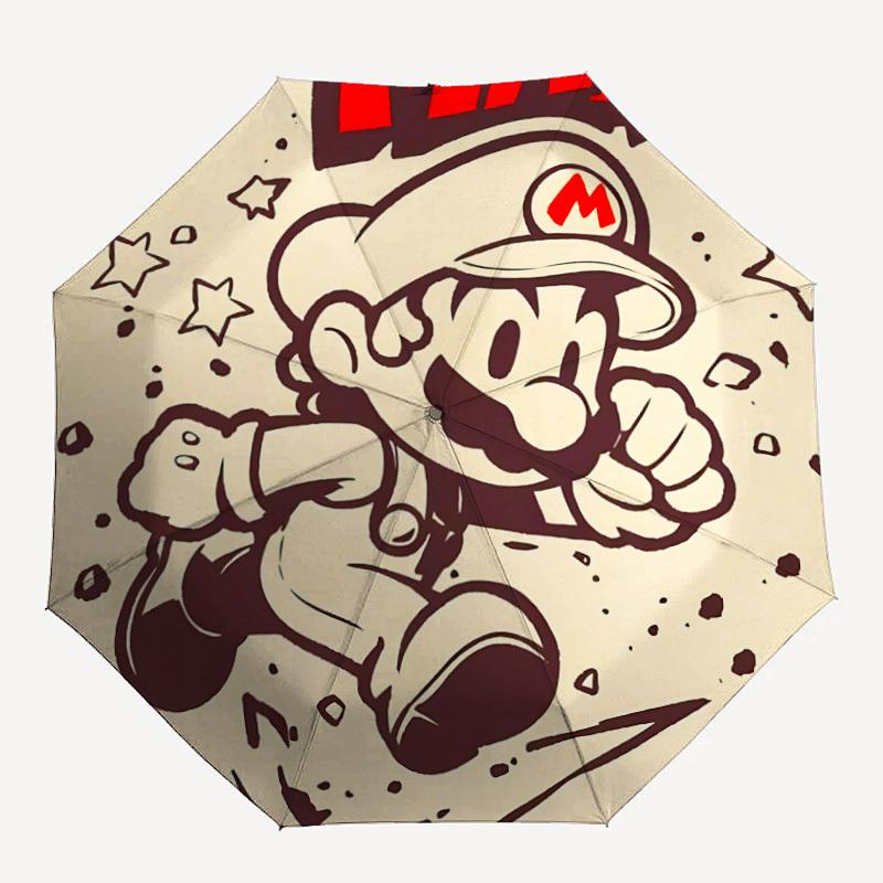 

1pc Mario Adventure Automatic Open/Close Folding Umbrella, Windproof 8 Rib Construction, Lightweight Travel Umbrella for Women/Men, Ideal Gift,