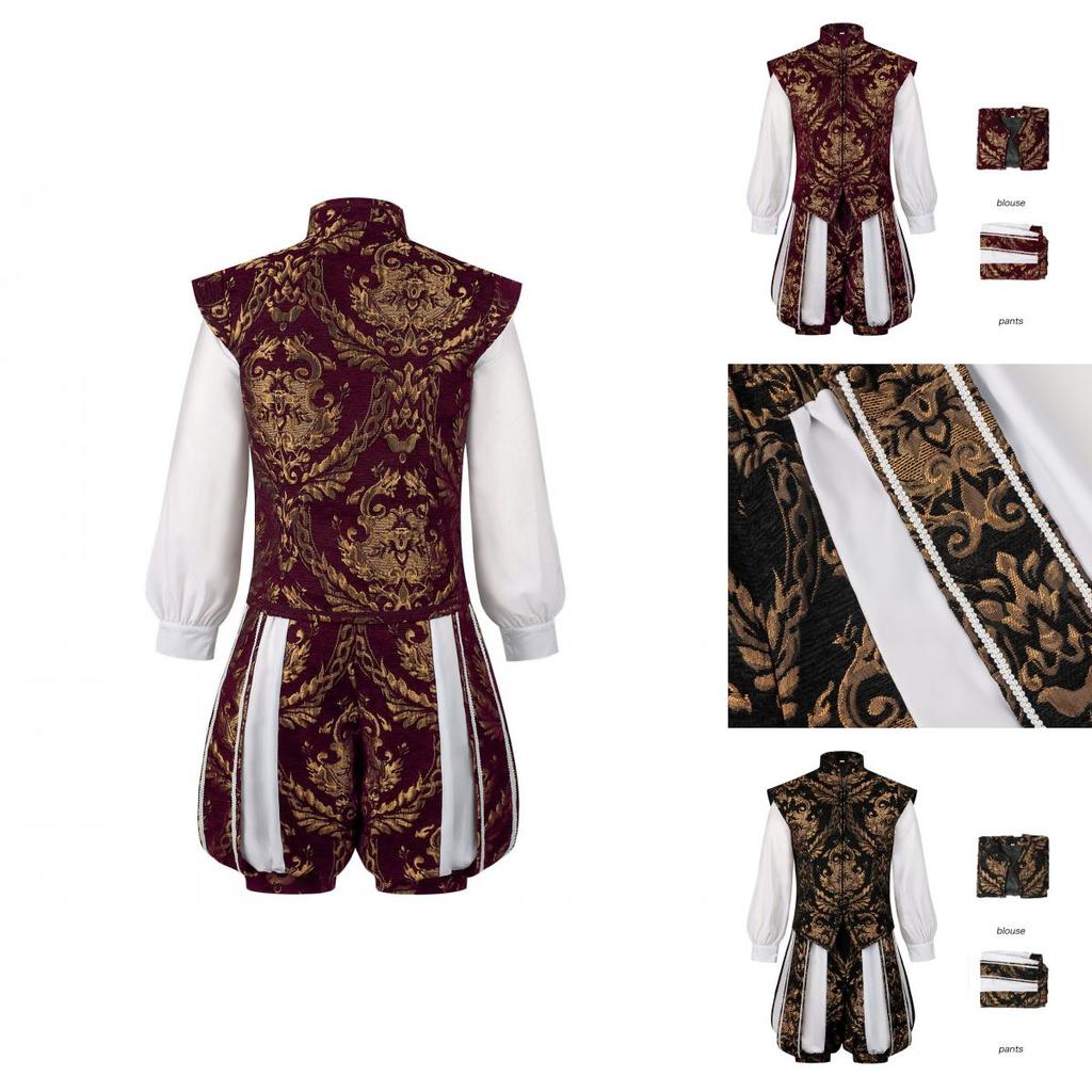 Renaissance Prinz Weste und Kürbishose Set mit Polyesterstoff für Vintage-Stil Männer