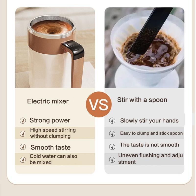 USB Rechargeable Mixing Coffee Mug Automatic Stirring Cup with Digital Temperature Display for Office and Home Use