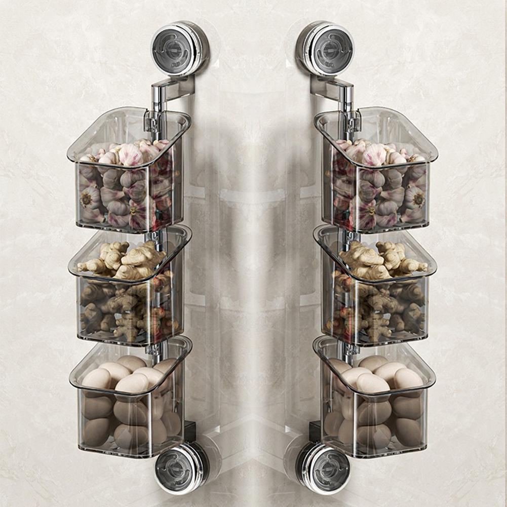 Bathroom Essentials Storage Solution Storage Shelf Rotating Suction Cup Kitchen Organizer with Drainage Holes for Efficient