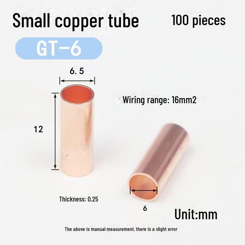 GT Thin-Walled Copper Tube Wire Connector for Crimping and Cold-Pressed Terminals