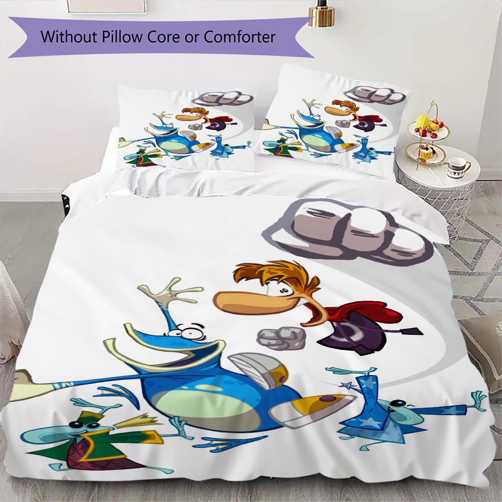 Rayman Pattern Bedding Uilt Set Uilt Cover Pillowcase Home Decoration Birthday Gift (1 * Duvet Cover + 2 * Pillowcase Without Core)130