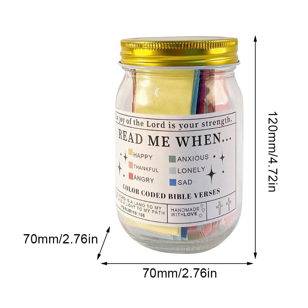 1/2Pcs Bible Verse Jar Bible Verses in A Jar Color Coded Blessings Jar 60 Cards Give The Comfort of God's Best Christian Bible