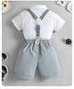New Summer Baby & Toddler British Gentleman Two-Piece Short Sleeve Overalls Set