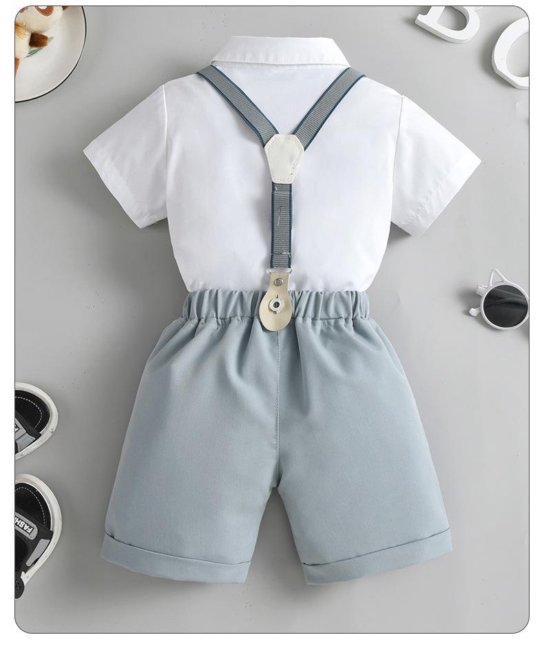 New Summer Baby & Toddler British Gentleman Two-Piece Short Sleeve Overalls Set
