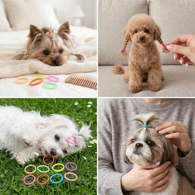 Tangle Free High Elastic Pet Hair Bands Colorful Soft Cat Grooming Elastics Anti-Oxidant Thin Pet Grooming Bands Cat Fur Styling