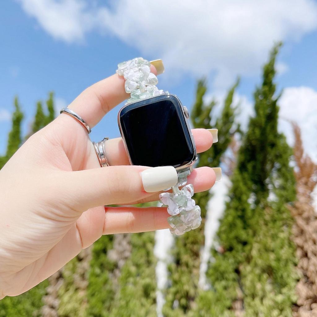Apple Watch Band için Kelebek Reçine Kayış 7 44 40mm 42mm 38mm 41 45mm Şeffaf Döngü Kordonlu Saat IWatch 7 6 Se Serisi 5 4 3