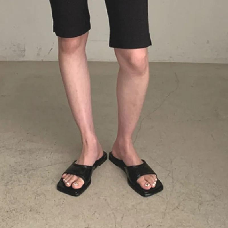 Women's Shoes 2025 Hot Sale Open Toe Women's Slippers outdoor Daily Slippers Women Square Toe concise low Heel Female Sandals