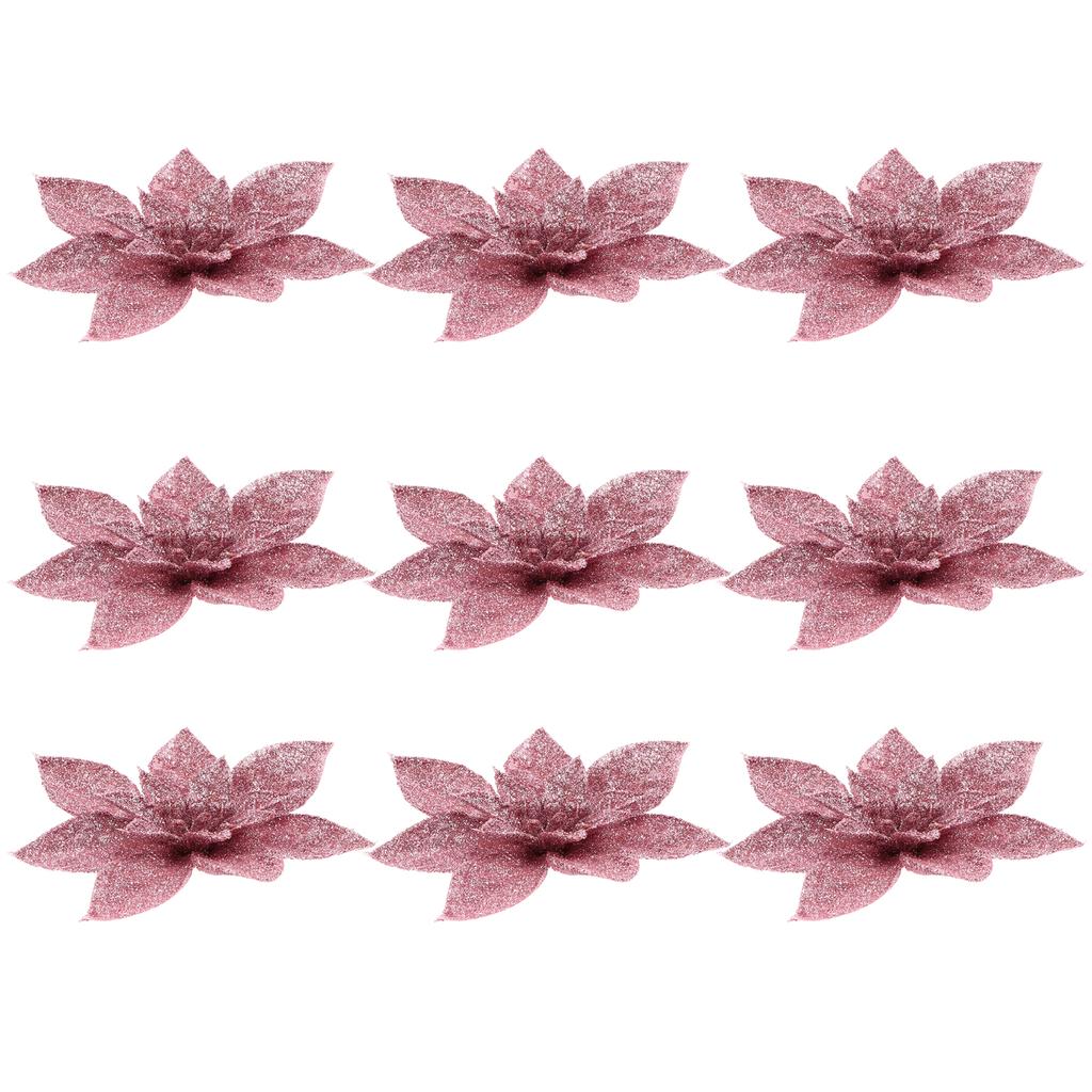 9pcs Christmas Flower Decoration Artificial Xmas Tree Ornament Festive Party Decor Home Office Bar Holiday Event Simulation