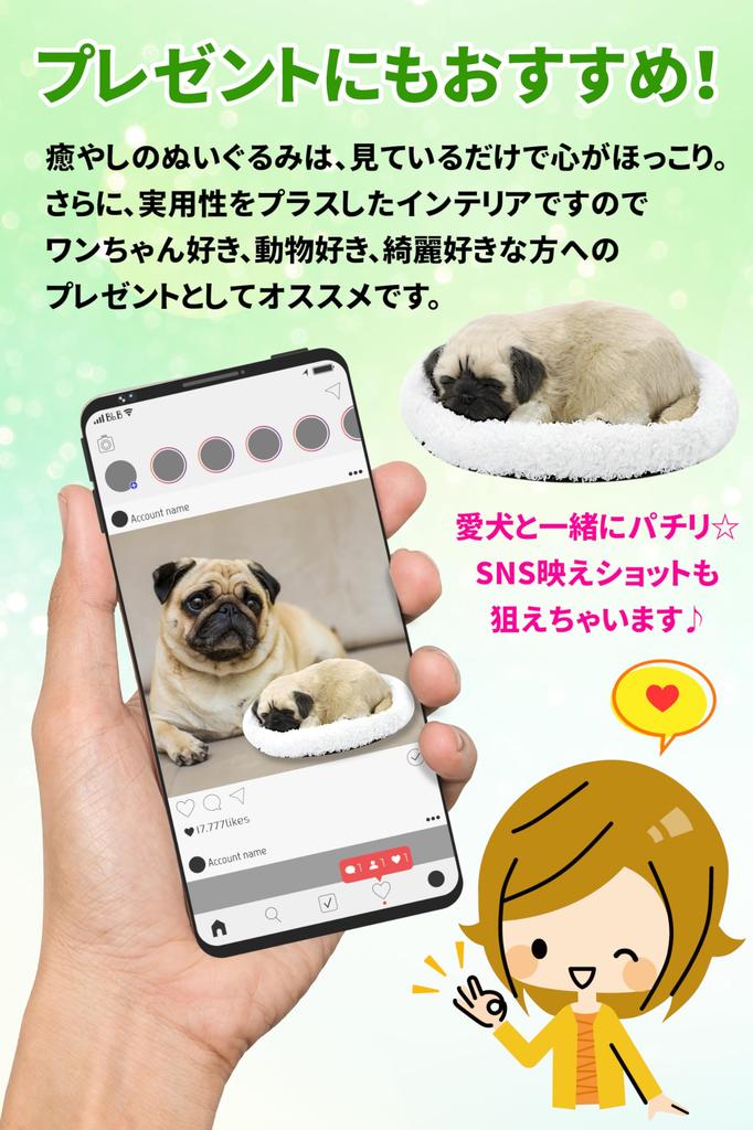 TASINO Dog Plush Toy Lifelike Figurine, 26x18cm, Realistic, Cute, (Pug)